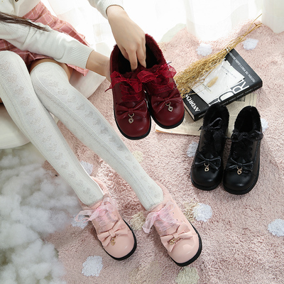 taobao agent 【Warm】The bottom heel the original Japanese winter round head Lolita plus cotton soft girl college cute and sweet cotton shoes