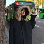 MEREGU áo choàng lông cổ áo cotton nữ mùa thu đông 2018 mới cộng với nhung dày ấm áp của quần áo cotton retro Hàn Quốc - Bông