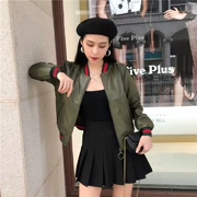 Phiên bản Hàn Quốc 2018 của quần áo da PU mới nữ đồng phục bóng chày đoạn ngắn nữ đầu máy Áo khoác da mỏng Áo khoác giản dị thủy triều