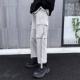 Quần yếm thẳng của Nhật Bản thương hiệu quần hip-hop đường phố lỏng lẻo quần ống rộng quần nam và nữ ins quần siêu cháy - 3/4 Jeans