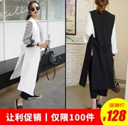 Vest nữ mùa hè phần dài Hàn Quốc phiên bản của phần mỏng kích thước lớn là mỏng trăm tháp không tay bên khe đai mà không có cổ áo trên đầu gối phù hợp với