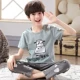 Boy con bộ đồ ngủ bé trai mùa hè ngắn tay quần cotton phần mỏng lớn Tong Chunqiu bông tracksuit phù hợp