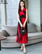 Trang phục Yi Lian Jiao Yan Si Manli 2019 hè mới khí chất thanh lịch không tay thon gọn quần áo in chữ A - Quần áo ngoài trời
