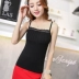 Camisole nữ đoạn ngắn chạm đáy mùa hè phương thức trắng chuyên nghiệp phụ nữ bên trong mặc một chiếc áo mỏng màu đen hàng đầu - Áo ba lỗ áo kiểu trung niên Áo ba lỗ