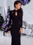2018 mới AliExpress ebay gợi cảm cao cổ áo lỗ đuôi cá váy dài váy da báo