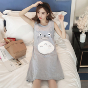 Nightdress nữ mùa hè cotton Hàn Quốc sinh viên tươi không tay đồ ngủ nữ mùa hè sling dễ thương rùa vest dịch vụ nhà
