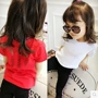 Cô gái T-Shirt 2018 mùa hè Hàn Quốc phiên bản của vòng cổ thư giản dị ngắn tay lỗ rỗng tình yêu của trẻ em T-Shirt đáy áo quần áo bé trai