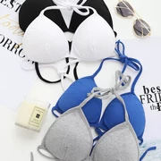 Đồ lót Bikini Cotton Cup Bra Girl Lace Beach Triangle Thin Cup Covered No Steel Ring Full Solid Color