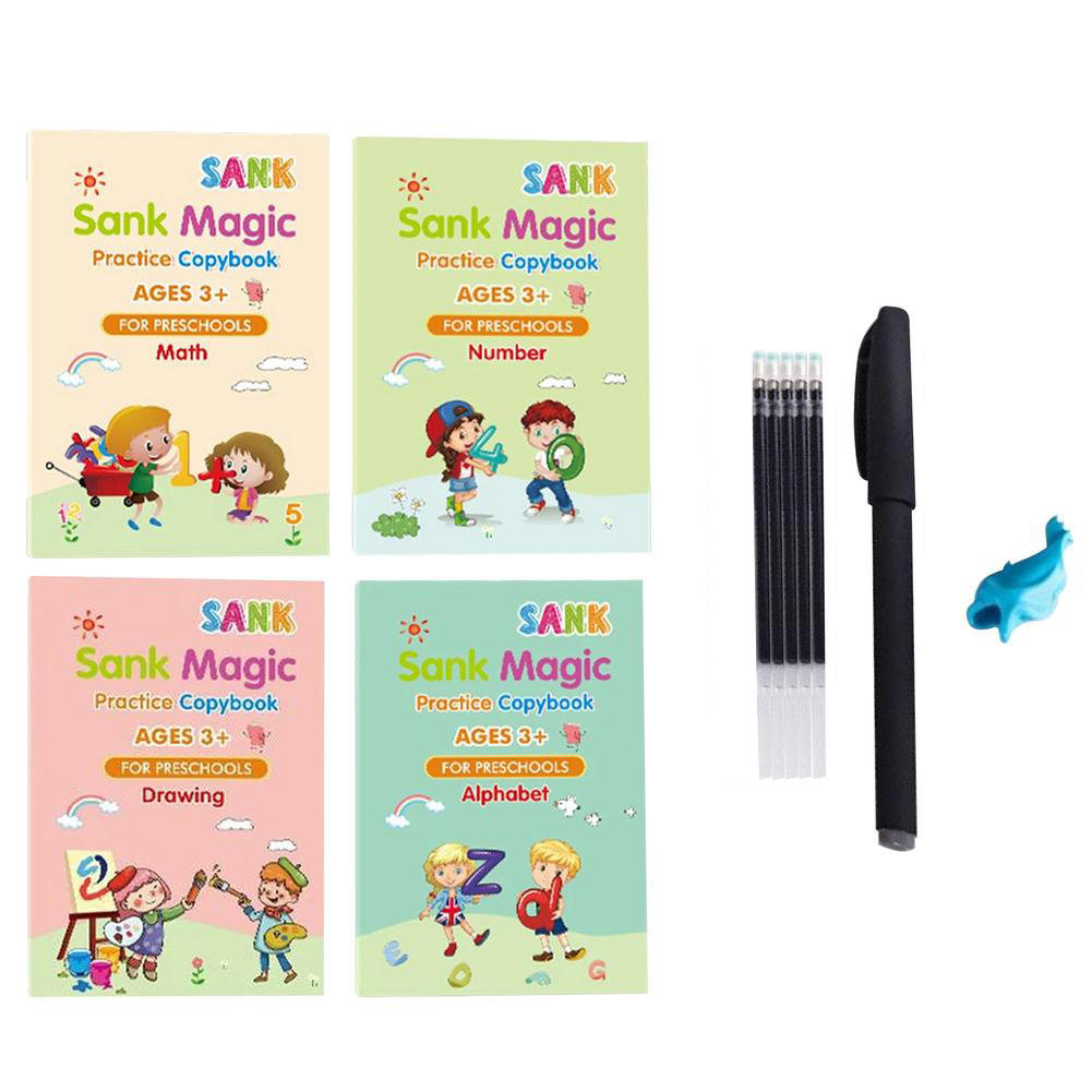 Large Size 2 (26 * 18.5Cm)Cross border Hot sale whole English version Practice calligraphy paste children groove Calligraphy preschool stiff brush Practice calligraphy plate magic Writing paste