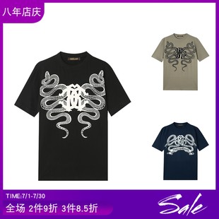 スポット ROBERTO CAVALLI ロベルトカヴァリ 夏風 シンプル メンズ ラウンドネック 五分袖 半袖 Tシャツ