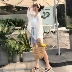 2018 mùa hè cardigan voan áo sơ mi nữ mỏng khăn choàng coat loose top với ren nhỏ dây đeo quần short ba mảnh áo công sở đẹp Áo sơ mi chiffon ren