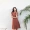 Vintage chic đa năng slim dress cao stretch giảm béo một từ váy tràn đầy năng lượng váy giản dị váy màu rắn sinh viên