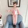 Bộ đồ bé gái mùa đông 2018 mới dành cho bé Hàn Quốc áo len độn bé ngoại ngoại hai mảnh cộng với quần áo nhung thủy triều đồ bơi cho bé