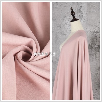 taobao agent Pink pink Korea Matthery Linen cloth material is smooth spring and summer thin elastic cotton, hemp pants skirt fabric