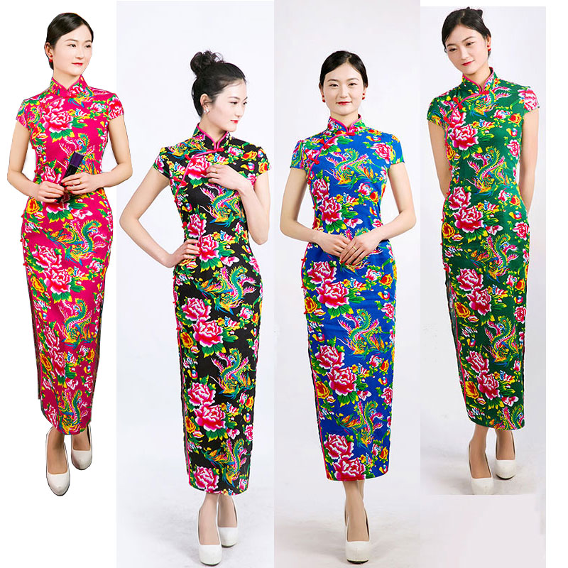 Long cheongsam, retro wedding dress, suit, Chinese style