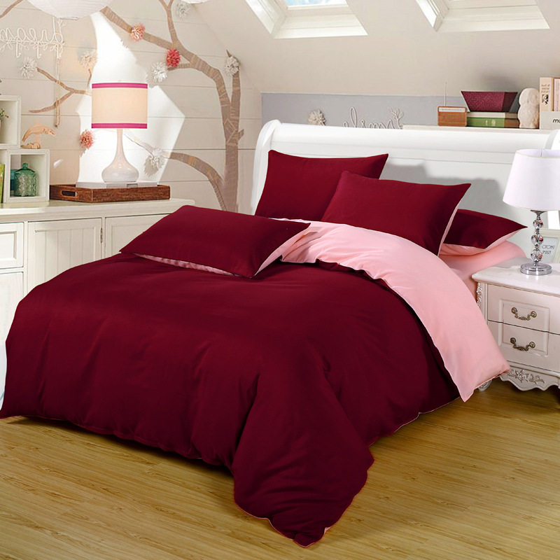 ClaretCottonBedsheetssetquiltcoverpillowcasebedding4sets