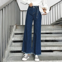 Quần jean nữ mùa hè mới của phụ nữ Hàn Quốc cao eo thon quần dài giản dị hoang dã sang trọng rộng rãi quần ống rộng quần bò nữ đẹp