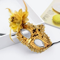 Боковая цветочная маска с блестками золотой цвет