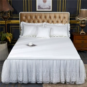 Váy ngủ ren cotton đơn mảnh trải giường 1,5 m 1,8x2m cotton trắng thêu giường phủ bụi - Váy Petti