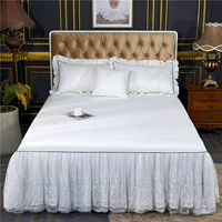 Váy ngủ ren cotton đơn mảnh trải giường 1,5 m 1,8x2m cotton trắng thêu giường phủ bụi - Váy Petti váy giường khách sạn