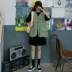 Mùa hè phiên bản Hàn Quốc của bộ đồ nhỏ kiểu Hồng Kông áo sơ mi tay ngắn công cụ vest vest thời trang nữ sinh hai mảnh - Bộ đồ Bộ đồ