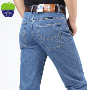 Chính hãng Của Apple Jeans Mùa Xuân và Mùa Thu Dày Cao Eo Người Đàn Ông Lỏng Lẻo của Trung Quần Cotton Miễn Phí Hot Daddy Mỏng quần jean nam