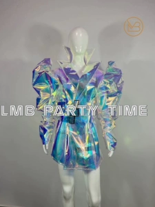 [LMB定制新款夜店DJDS酒吧歌手gogo演出服 男女幻彩镭射外套]