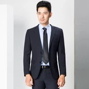 Bộ đồ vest nam phiên bản Hàn Quốc của bộ đồ kinh doanh tự tu phù hợp với bộ đồ nam chuyên nghiệp áo khoác chú rể chú rể - Suit phù hợp