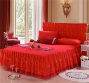 Váy cưới ren đỏ trải giường đơn mảnh 1,5 m 1,8m2.0M giường đôi cover bảo vệ - Váy Petti