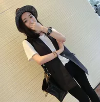 2018 mùa hè phần mỏng Hàn Quốc phiên bản của vest của phụ nữ cơ thể mỏng màu đen dài tay phù hợp với cổ áo vest vest áo phao nữ hàng hiệu