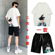 Áo thun ngắn tay nam hợp thời trang Loose Dragon Ball Goku Summer Men Set INS Phù hợp với bộ tuổi teen đẹp trai - Bộ đồ