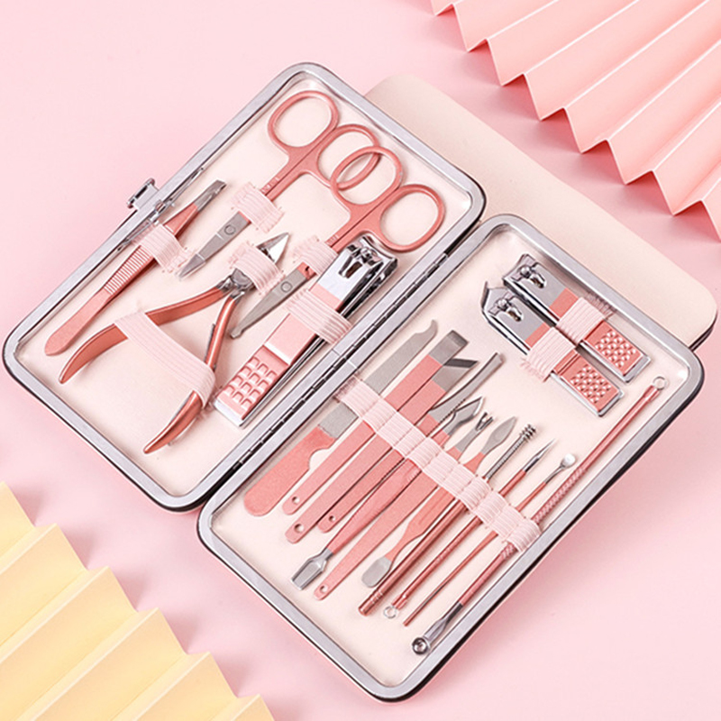 Rose Gold [18 Piece Set]trim Nail clippers suit Nail groove foot Scissors pliers special-purpose pedicure Manicure tools high-grade single ma'am inflammation Artifact