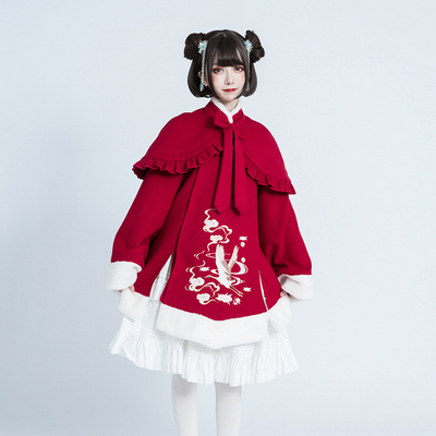 taobao agent Genuine demi-season woolen coat, trench coat, Lolita style, with embroidery