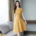 Shen Yidu mùa hè năm 2021 mới của phụ nữ mùa hè váy dài trung niên ngắn tay váy ôm mỏng năm 1923 - Váy dài Váy dài