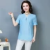 Shen Yidu Xuân / Hè 2021 thời trang mùa hè mới của phụ nữ áo thun cotton và vải lanh kết hợp hàng đầu 8213 - Áo sơ mi Áo sơ mi