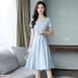Shen Yidu mùa hè năm 2021 mới của phụ nữ mùa hè váy dài trung niên ngắn tay váy ôm mỏng năm 1923 - Váy dài Váy dài
