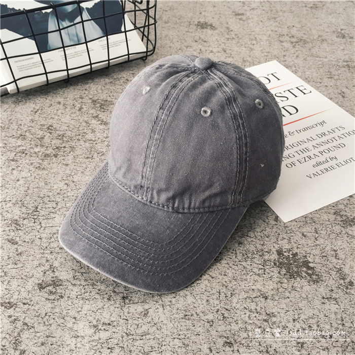 Light GrayHat female summer Korean version Versatile Solid color Baseball cap ins washing sunshade peaked cap summer student male street tide