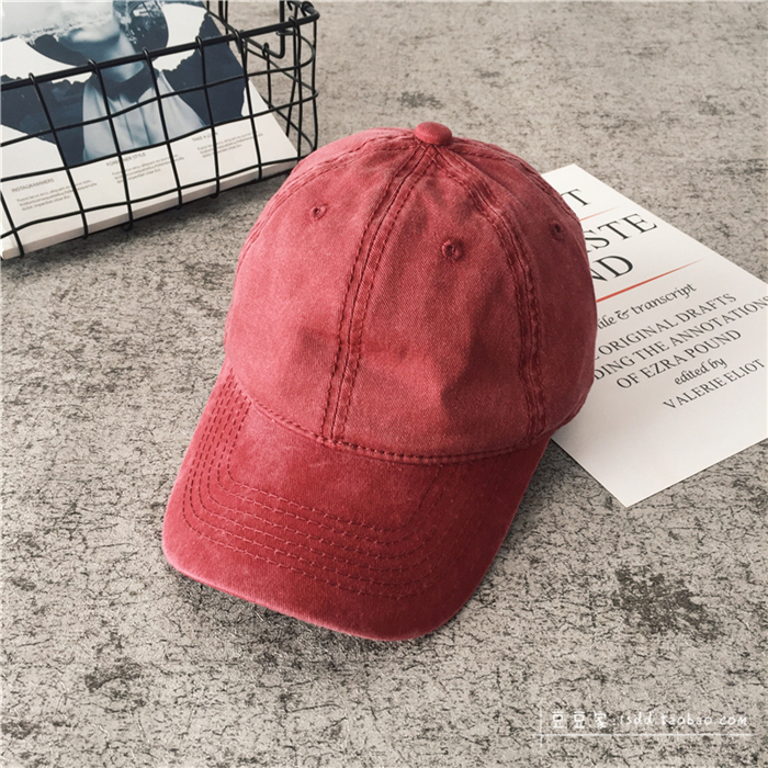 Wine RedHat female summer Korean version Versatile Solid color Baseball cap ins washing sunshade peaked cap summer student male street tide
