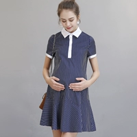 Летнее платье для беременных, мини-юбка, длинный классический костюм, короткий рукав, свободный крой, средней длины