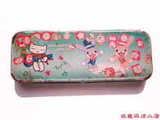 Коробка 90年代老文具盒 老铁皮文具盒 卡通兔图案 80后怀旧老文具