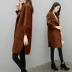 Áo phụ nữ phần dài Hàn Quốc 2018 mùa xuân mới caramel màu áo len đèn lồng tay áo, phong cách áo len áo khoác nỉ Áo khoác dài