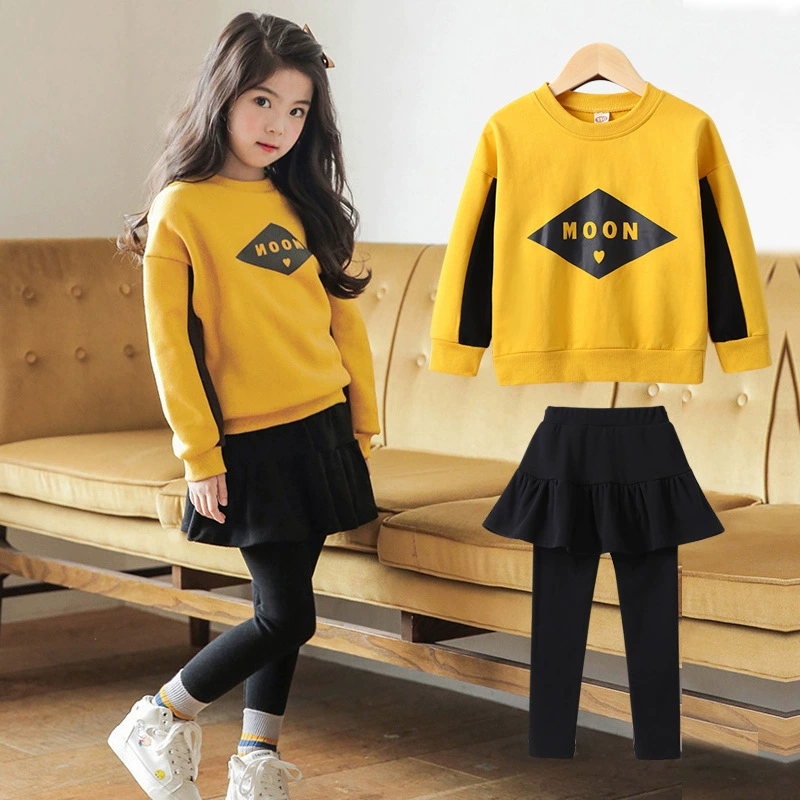 Quần áo trẻ em Hàn Quốc 2020 mùa xuân phiên bản mới của Hàn Quốc cho bé gái bộ đồ mùa xuân quần áo trong quần váy trẻ em lớn phù hợp với phong cách phương Tây hai mảnh - Phù hợp với trẻ em