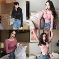 Hồng Kông-phong cách retro chic gió cơ sở dài tay slim slimming áo sơ mi mới của Hàn Quốc phiên bản của hoang dã áo len mỏng T-Shirt thời trang công sở nữ