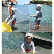 Áo tắm cho trẻ em Shark 3D Stereo Sunscreen Beach Baby Baby Boy Boy Child Thiết bị bơi nhanh khô - Bộ đồ bơi của Kid