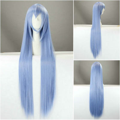 taobao agent Cut. Red Pupil!General Aisdes Light blue long hair 100cm meter long straight hair fake hair cos wig