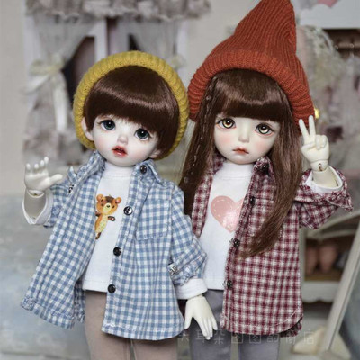 taobao agent After selling six -point doll set SD/physical girl clothing 6 points BJD clothing plaid shirt+pants+hat