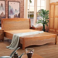 Раттан -редактированная сплошная деревянная кроватка для отеля квартира ротан