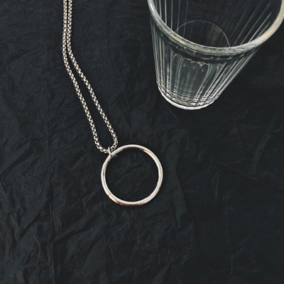 Heaven And Earth Circle NecklaceChaozhou people hiphop Ring Necklace ins Tuku Europe and America disco dancing men and women tide Tiktok Pendants Hip hop multi-storey Accessories