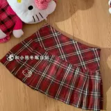 Ретро зимняя красная цветная клетчатая юбка в складку, с медвежатами, в американском стиле