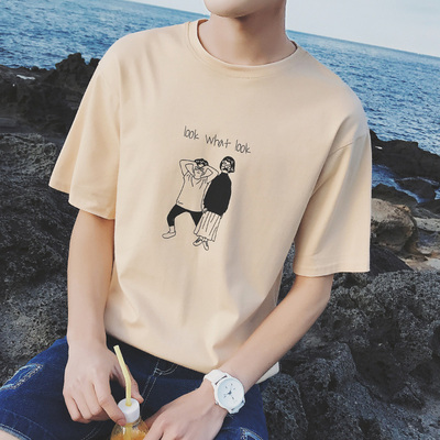 Rắn màu nam mùa hè ngắn tay t-shirt Hàn Quốc high school junior học sinh trung học 14 xu hướng 16-year-old thanh niên quần áo đẹp trai Áo phông ngắn